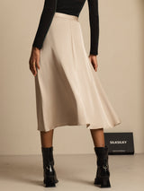 [Tan] SilkSilky  19Momme Silk Skirt 002
