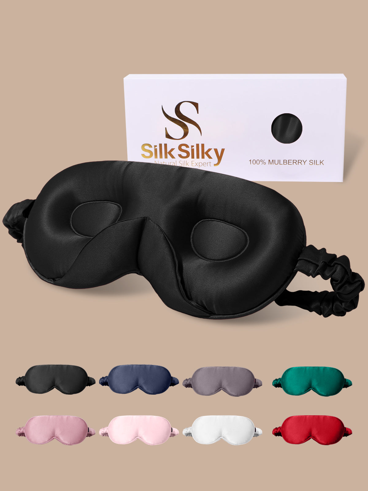 [Black] SilkSilky  Pure Silk Eye Mask 001
