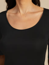 [Black] SilkSilky  Half Sleeve Women's T-Shirt 006