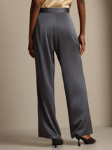[Dark Gray] SilkSilky  19Momme Stretch Silk Charmeuse Women's Pants 002