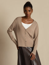 [Tan] SilkSilky  Long Sleeve Women's Cardigan 001