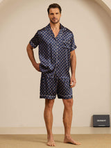 [Navy Chain] SilkSilky  Short Sleeve Notch Collar Men's Pajamas 003