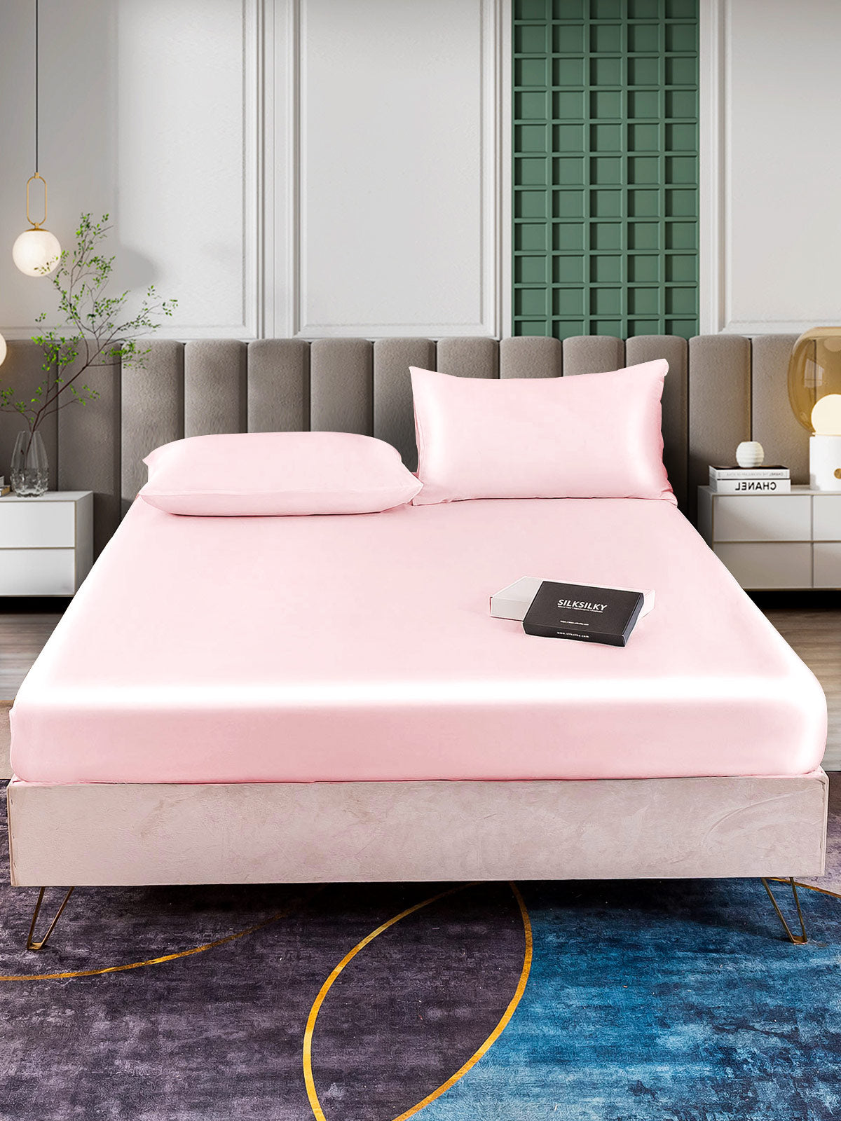 SilkSilky US 25Momme Pure Silk Bedding Set Pink 002