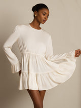 [Sea Pearl] SilkSilky  19Momme Silk Long Sleeve Round Neck Dress 003