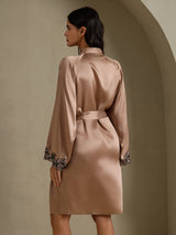 [Brown] SilkSilky  3/4 Sleeve Women's Robe 002