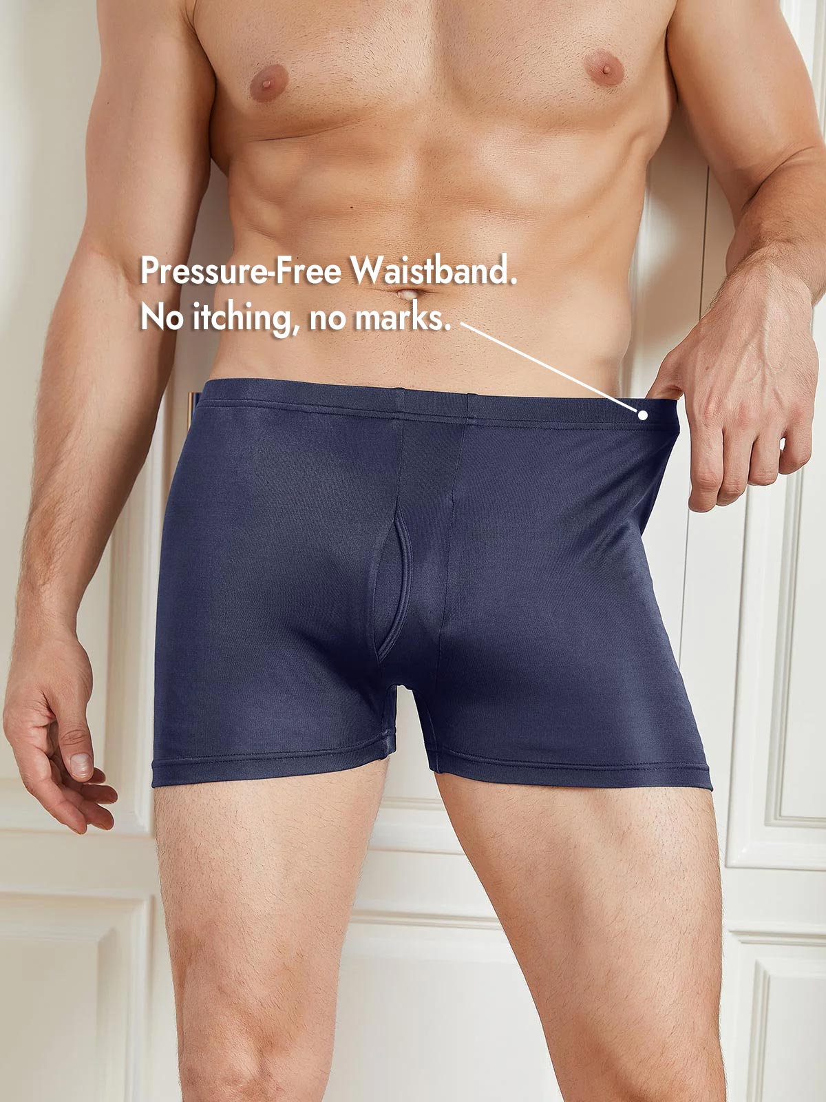 [Dark Blue] SilkSilky  100% Silk Jersey Men's Underwear 005