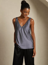[Dark Gray] SilkSilky  Sleeveless V Neck Camisole Top 003
