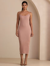 [Pink] SilkSilky Spaghetti Strap Square Neck Dress 006