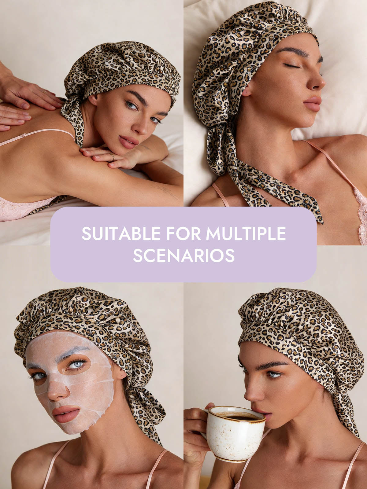 [Leopard] SilkSilky  Pure Silk Sleep Cap 006