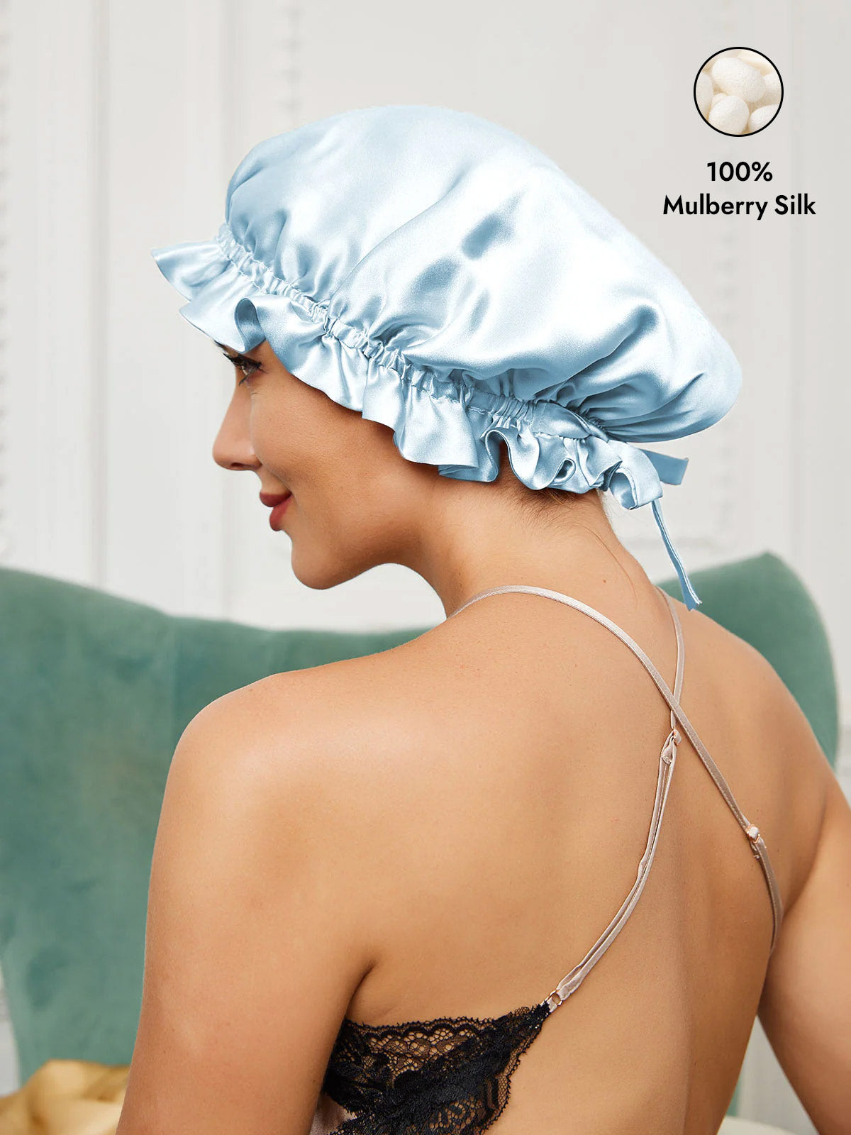 [Light Blue] SilkSilky  Sleep Cap 001