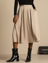[Tan] SilkSilky  19Momme Silk Skirt 004