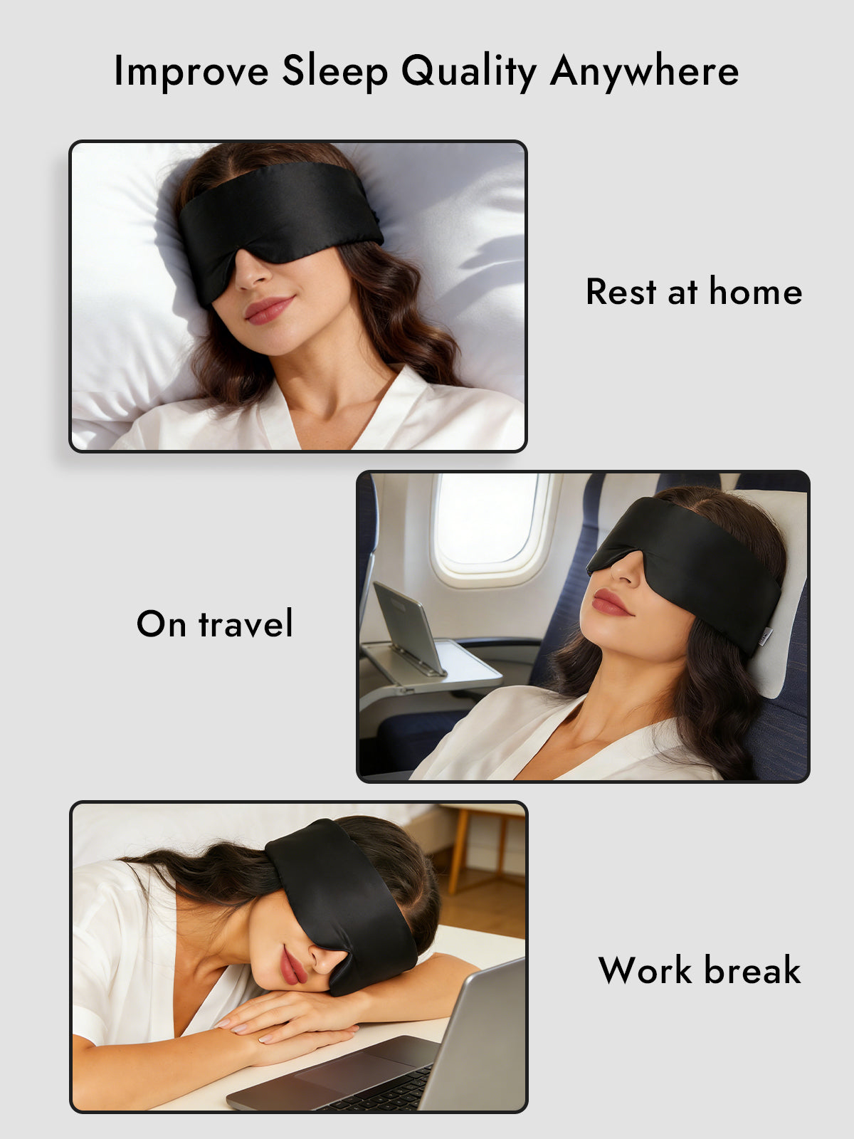 [Black] SilkSilky  19Momme Pure Silk Eye Mask 006