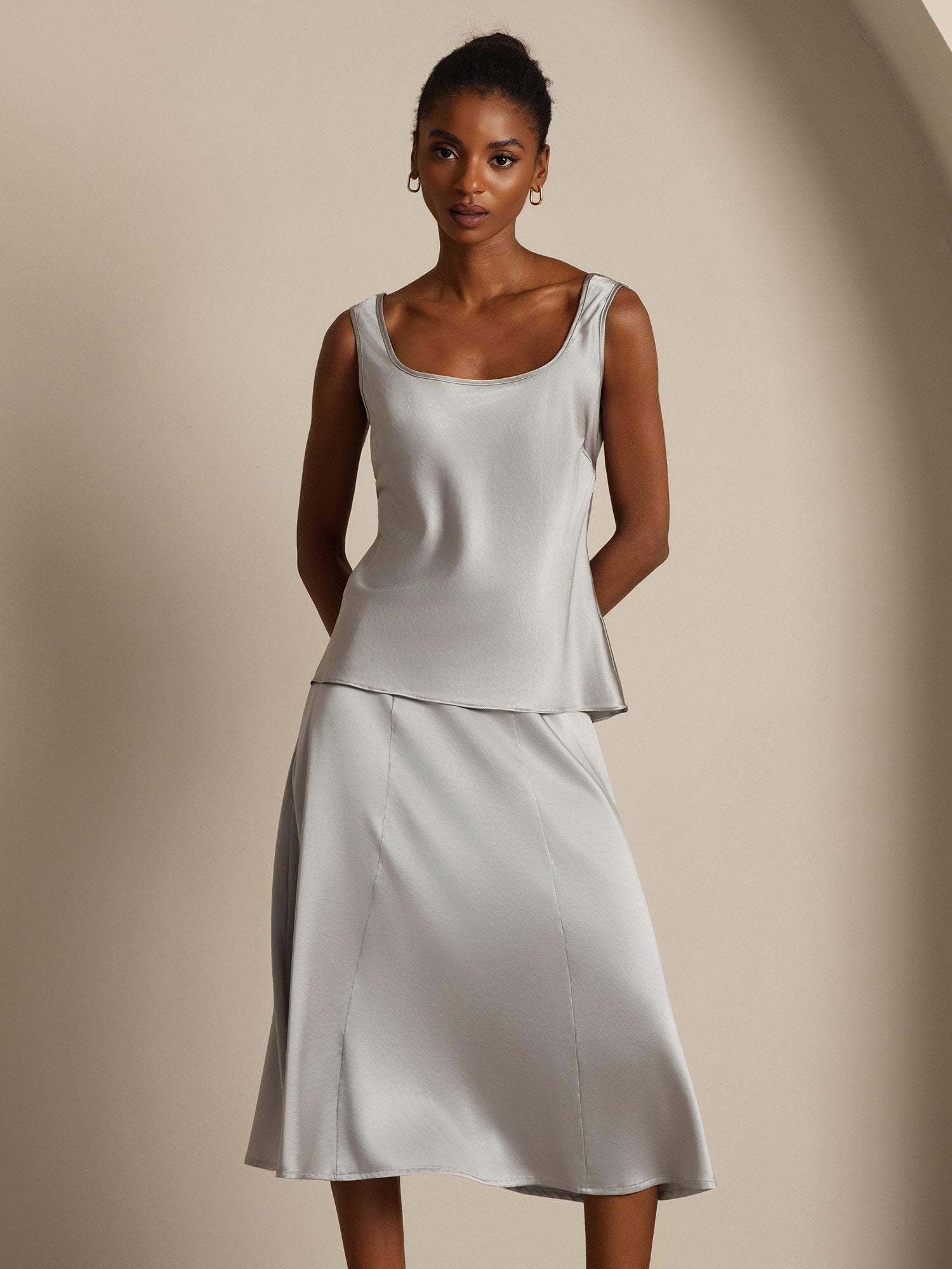 [Griffin Gray] SilkSilky  19Momme Silk U Neck Camisole Top 003,