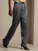 [Dark Gray] SilkSilky  19Momme Stretch Silk Charmeuse Women's Pants 006