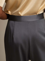 [Dark Gray] SilkSilky  19Momme Stretch Silk Charmeuse Women's Pants 004