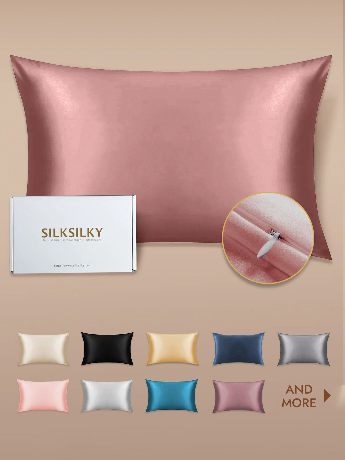 [Pale Mauve] SilkSilky  19Momme Pure Silk Pillowcase 001