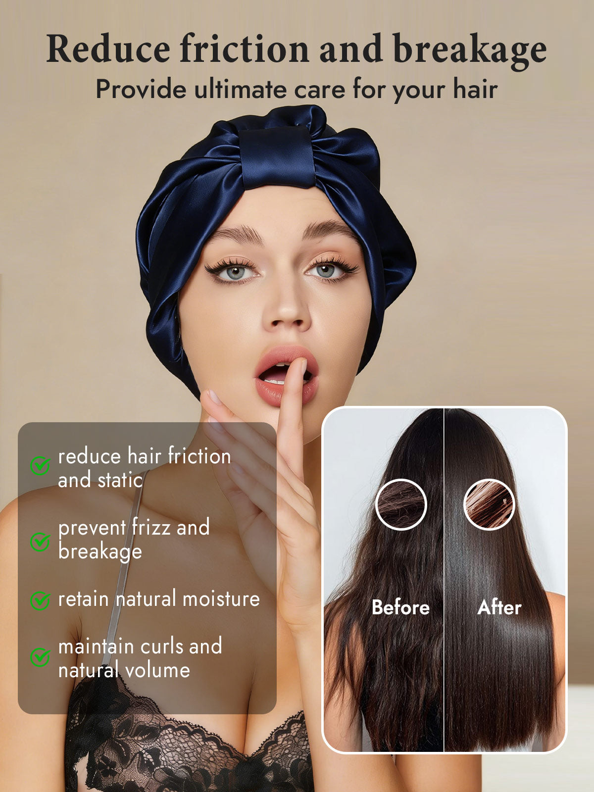 [Dark Blue] SilkSilky  Sleep Cap 003