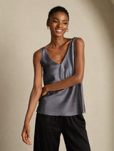 [Dark Gray] SilkSilky  Sleeveless V Neck Camisole Top 004