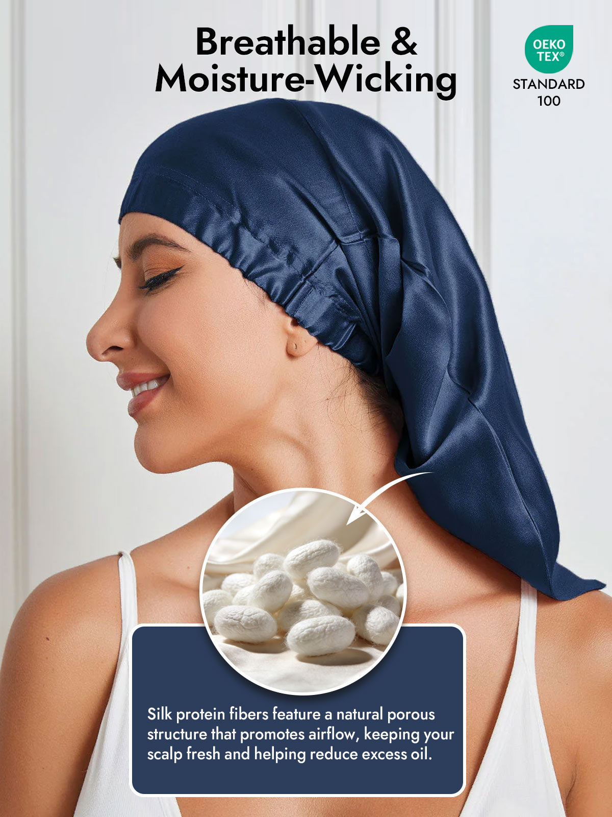 [Dark Blue] SilkSilky  Sleep Cap 003
