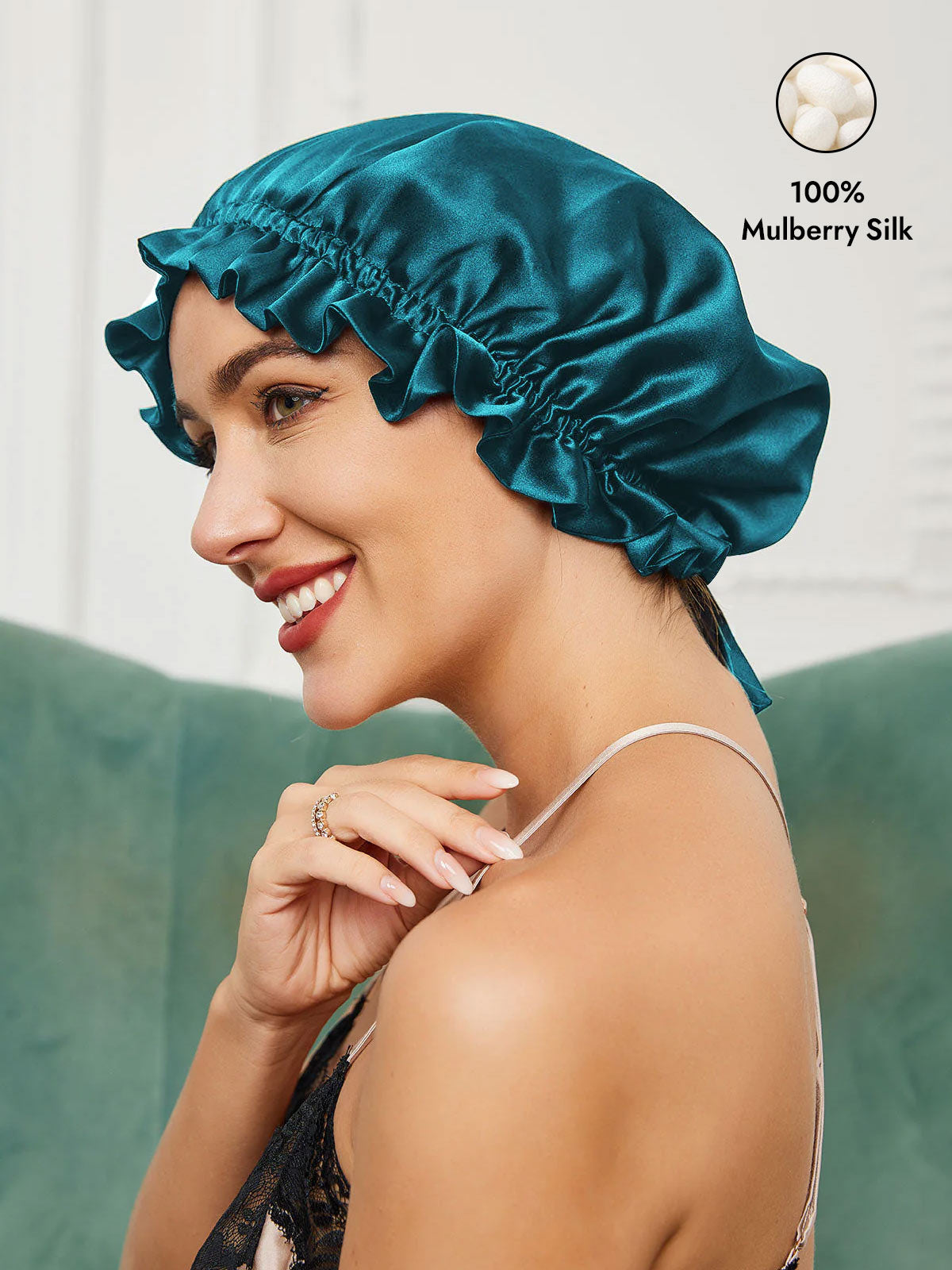 [Teal] SilkSilky  Sleep Cap 001
