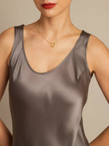 [Dark Khaki] SilkSilky  Sleeveless Scoop Neck Dress 004