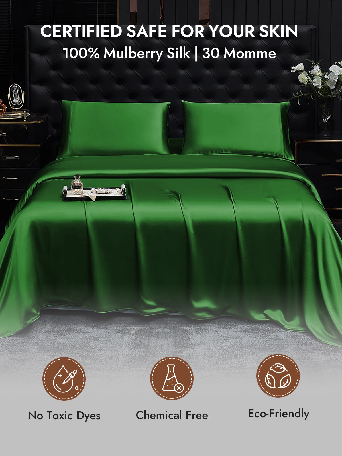[Dark Green] SilkSilky  30Momme Pure Silk Pillowcase 007