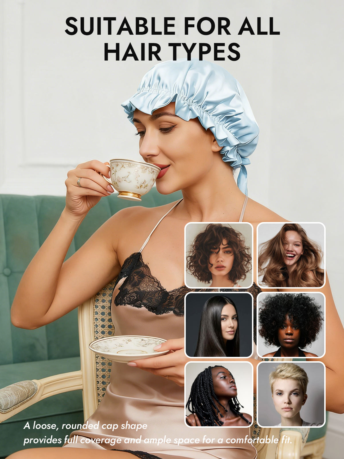 [Light Blue] SilkSilky  Sleep Cap 006