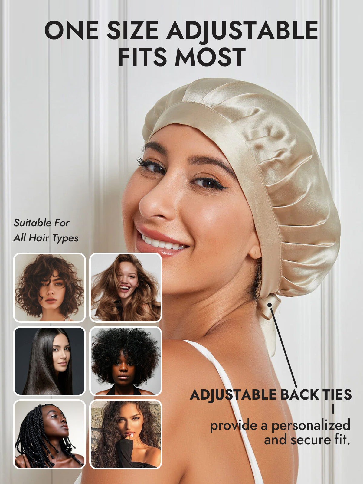 [Beige] SilkSilky  Pure Silk Sleep Cap 006