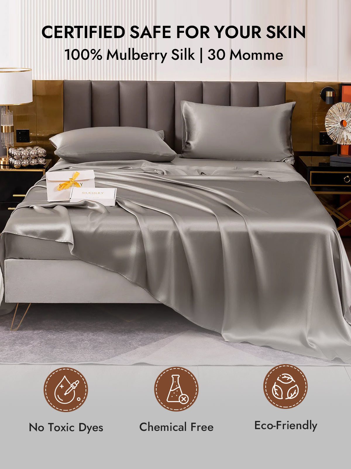 [Gray] SilkSilky  30Momme Pure Silk Pillowcase 007