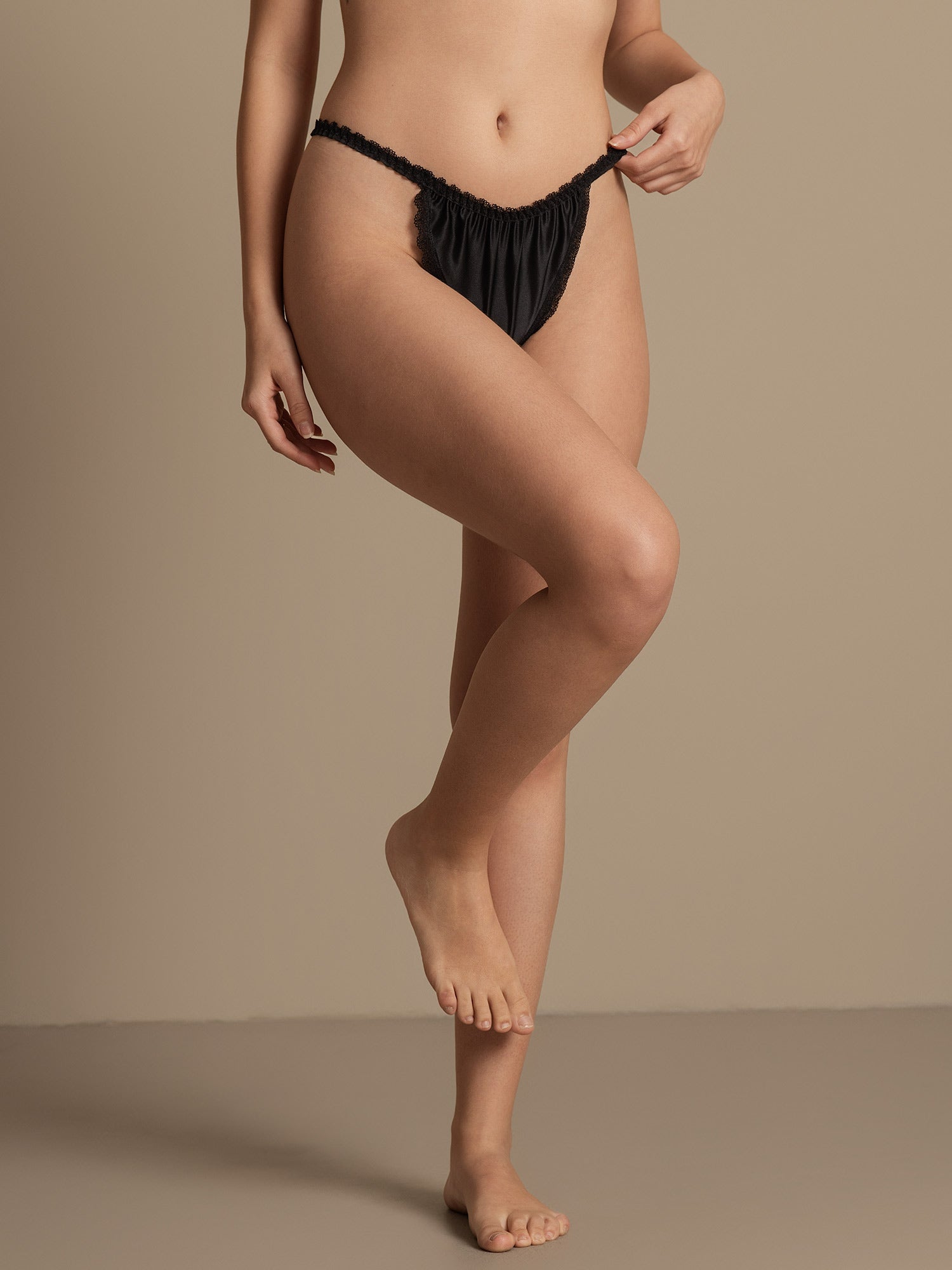 [Black] SilkSilky  Pure Silk Panty 004,