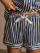 [Dark Blue] SilkSilky  Pure Silk Notch Collar Women's Pajamas 006,
