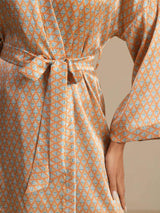 [Yellow Heart Geo] SilkSilky  Long Sleeve Women's Robe 004