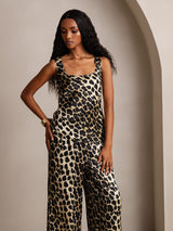 [Leopard] SilkSilky  Pure Silk Boat Neck Camisole Set 003,