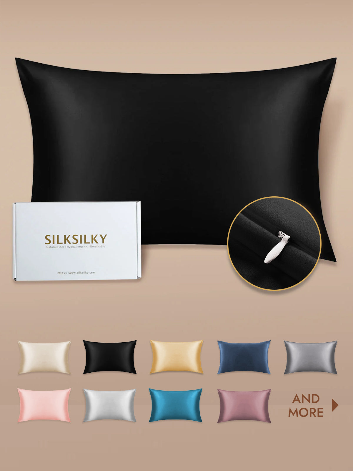 [Black] SilkSilky  19Momme Pure Silk Pillowcase 001
