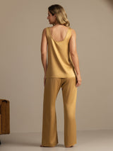 [Tan] SilkSilky  Sleeveless Women's Pajamas 003