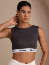 [Gray] SilkSilky  Sleeveless Crew Neck Camisole Top 003