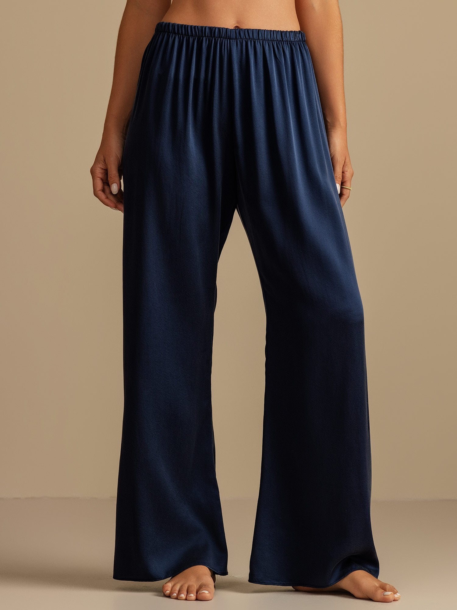 [Dark Blue] SilkSilky  19Momme Silk Womens Sleep Bottoms 006,