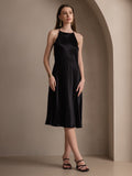 SilkSilky US 19Momme Silk Blend Sleeveless Dress Black 007