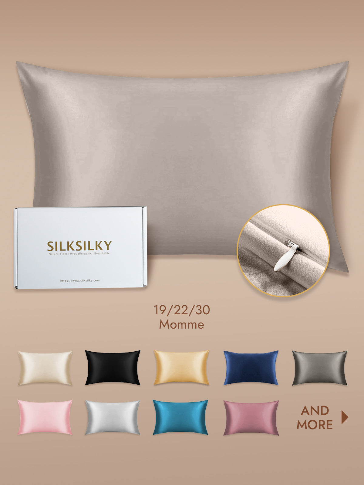 100% Mulberry Silk Pillowcase - Hidden Zipper
