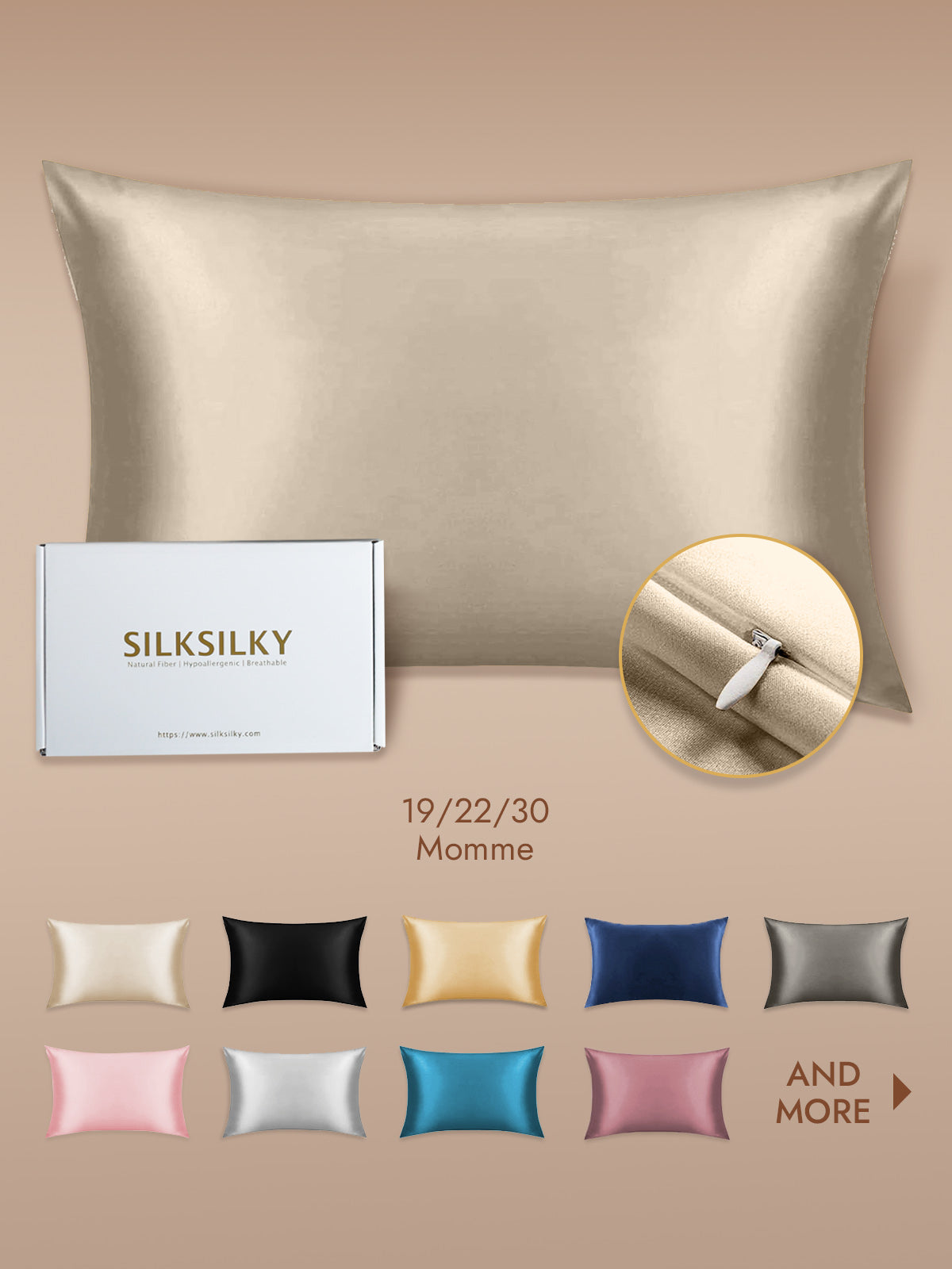 100% Mulberry Silk Pillowcase - Hidden Zipper