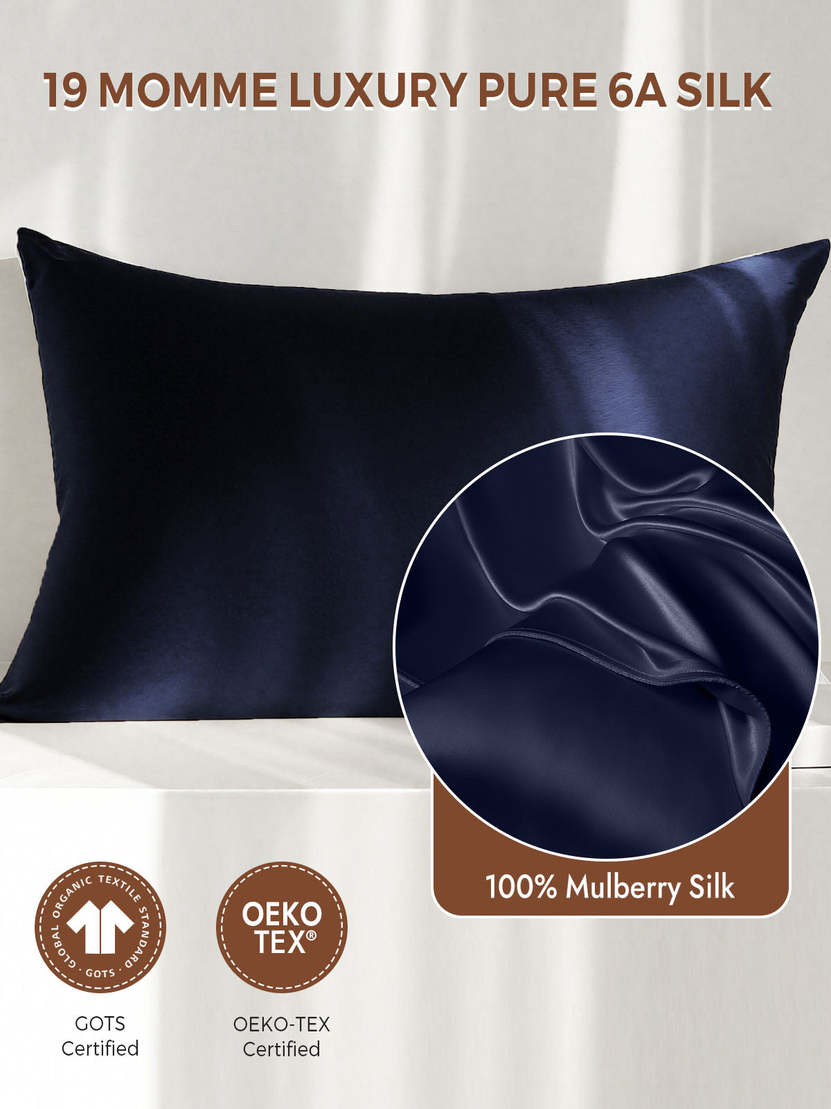 19Momme 100% Mulberry Silk Pillowcase - Envelope Closure
