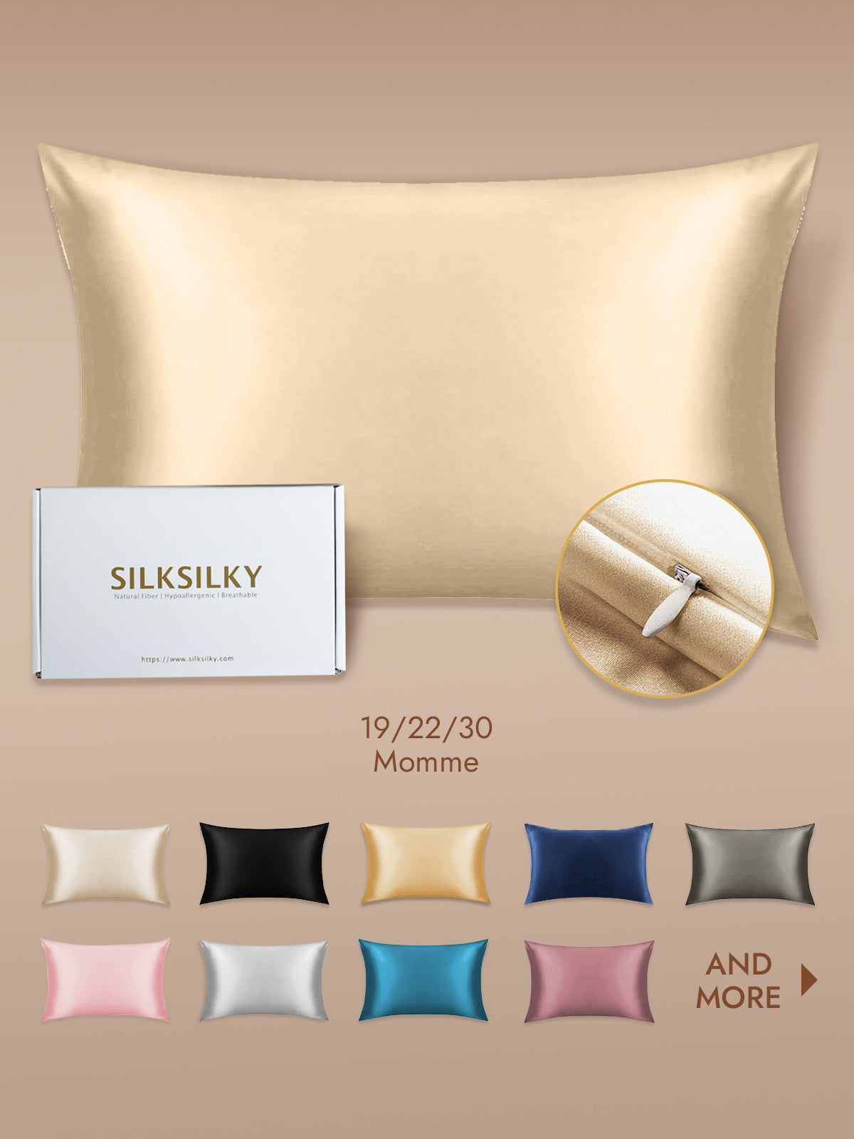 100% Mulberry Silk Pillowcase - Hidden Zipper
