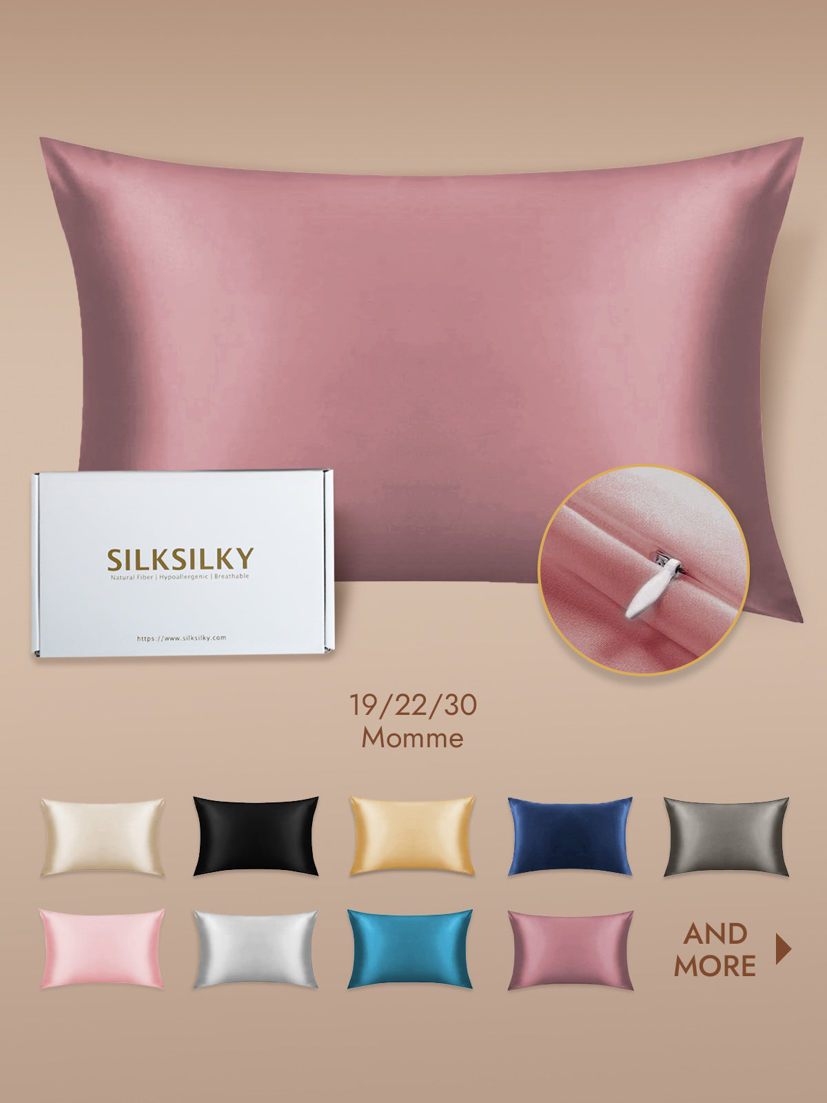 100% Mulberry Silk Pillowcase - Hidden Zipper