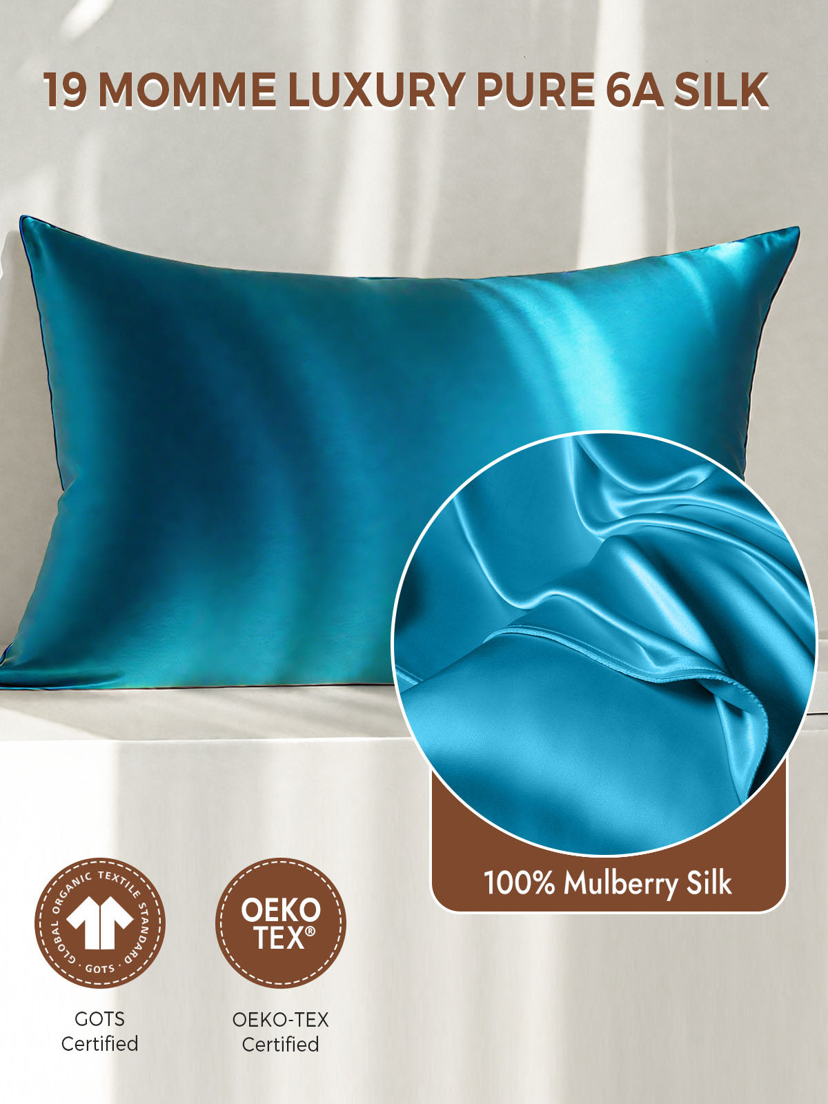 19Momme 100% Mulberry Silk Pillowcase - Envelope Closure