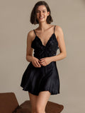 SilkSilky  Pure Silk Deep V Neck Dress Black 004