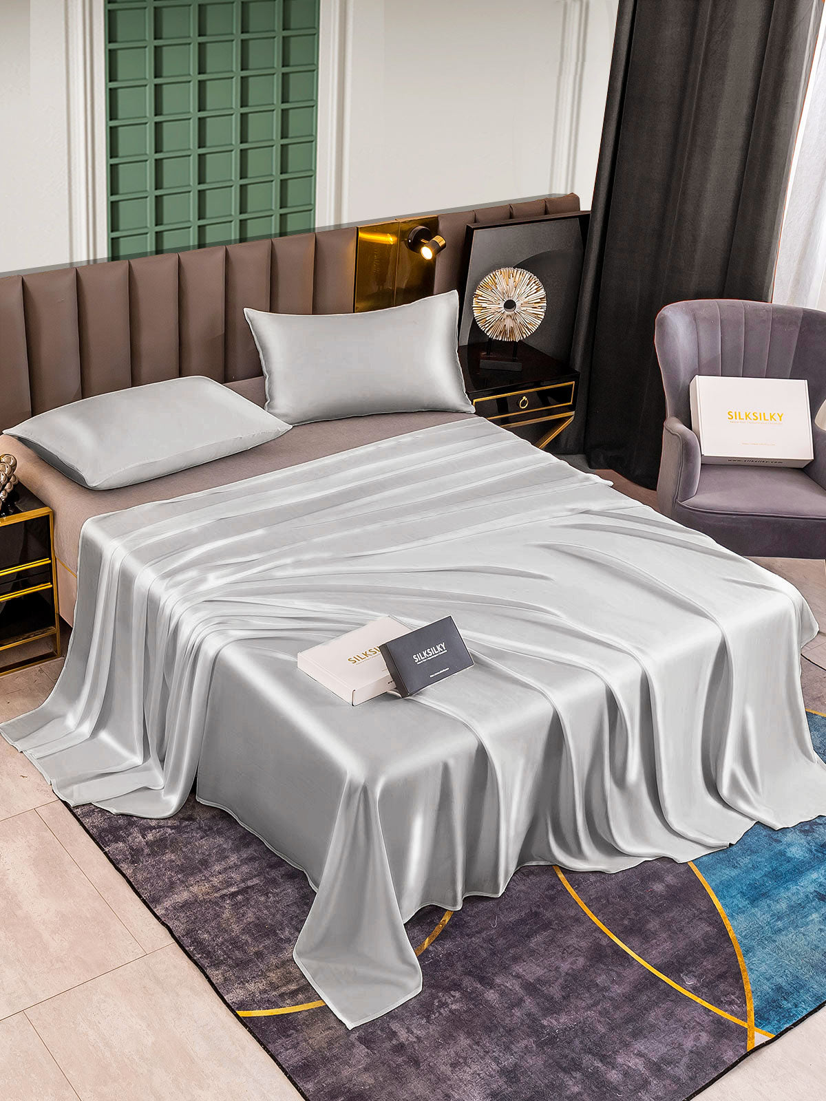 [Silver] SilkSilky  25Momme Pure Silk Bedding Set 003