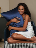 SilkSilky  30Momme Pure Silk Pillowcase DarkBlue 001