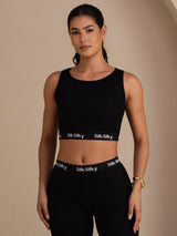 [Black] SilkSilky Sleeveless Crew Neck Women's Outfit Sets 004