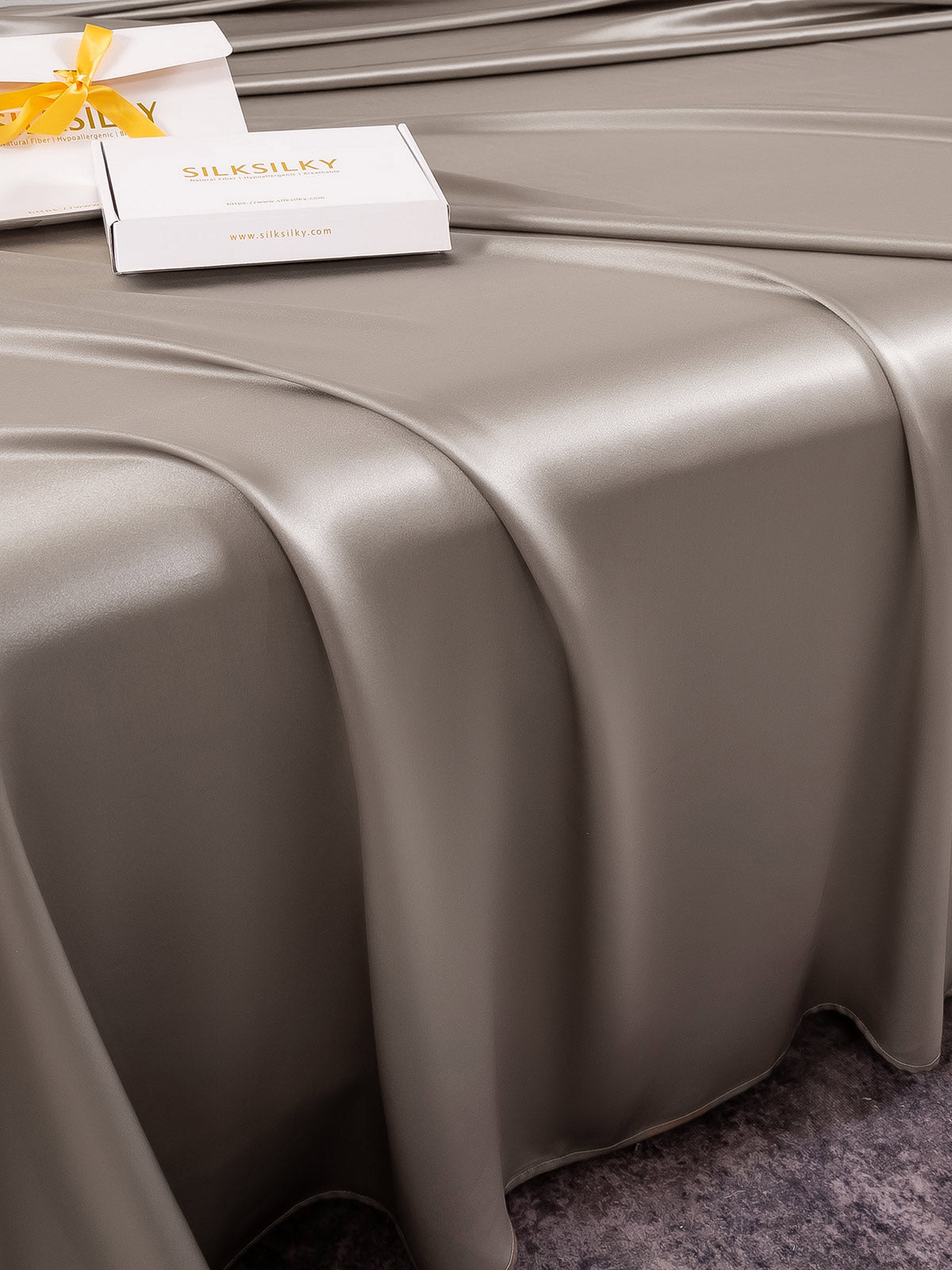 [Gray] SilkSilky  25Momme Pure Silk Bedding Set 004