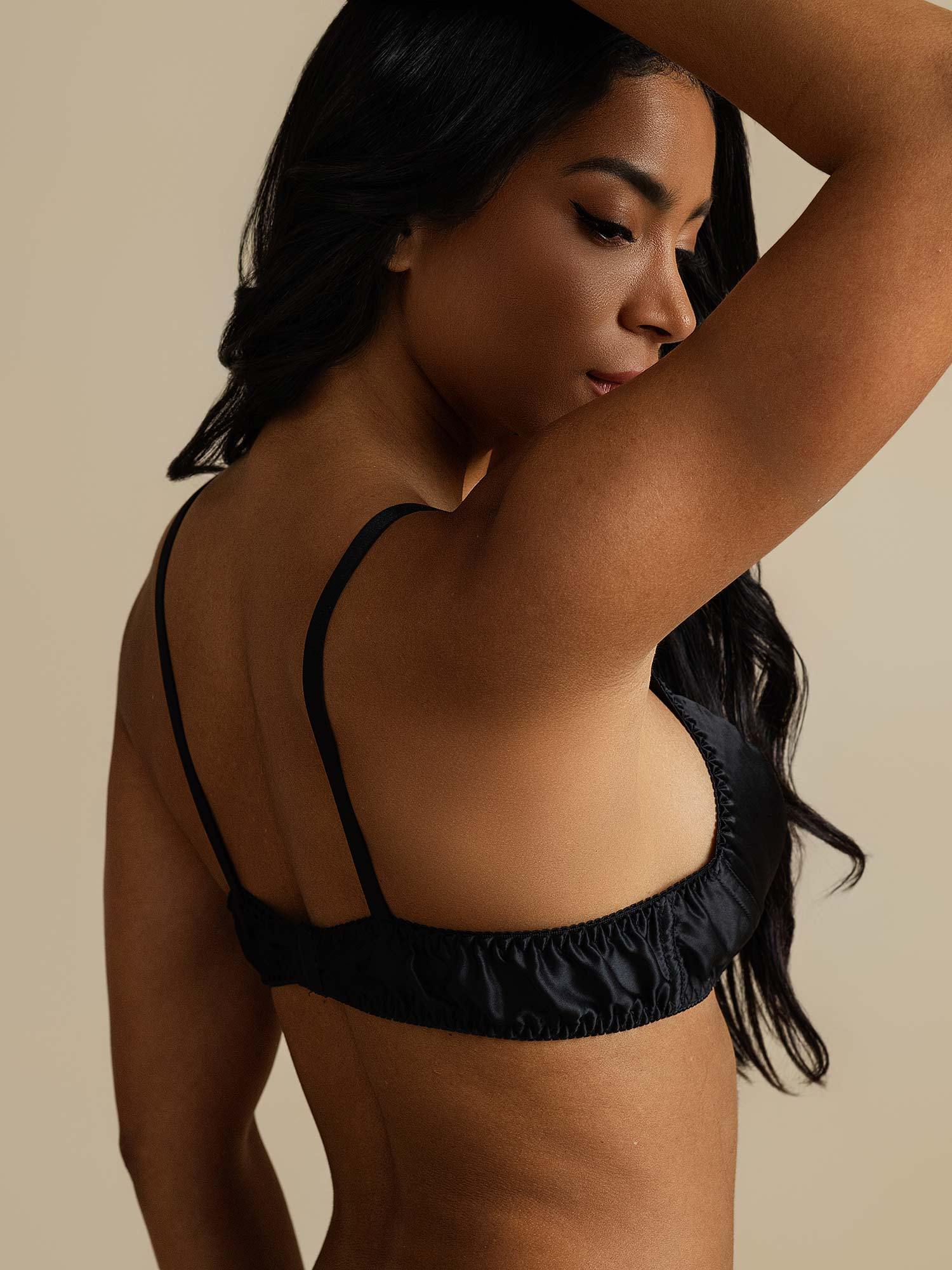 [Black] SilkSilky  Pure Silk Bra 005,